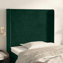 sengegavl med kanter 93x16x118/128 cm fløjl mørkegrøn