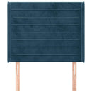 sengegavl med kanter 93x16x118/128 cm fløjl mørkeblå