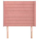 sengegavl med kanter 93x16x118/128 cm fløjl lyserød
