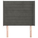 sengegavl med kanter 103x16x118/128 cm fløjl mørkegrå