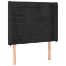 sengegavl med kanter 103x16x118/128 cm fløjl sort