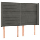 sengegavl med kanter 147x16x118/128 cm fløjl mørkegrå