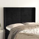 sengegavl med kanter 147x16x118/128 cm fløjl sort