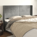 sengegavl med kanter 163x16x118/128 cm fløjl lysegrå