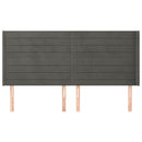 sengegavl med kanter 163x16x118/128 cm fløjl mørkegrå