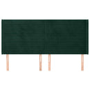 sengegavl med kanter 163x16x118/128 cm fløjl mørkegrøn