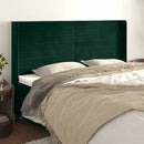 sengegavl med kanter 183x16x118/128 cm fløjl mørkegrøn