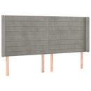 sengegavl med kanter 203x16x118/128 cm fløjl lysegrå