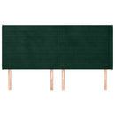 sengegavl med kanter 203x16x118/128 cm fløjl mørkegrøn