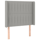sengegavl med kanter 83x16x118/128 cm stof lysegrå