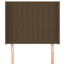 sengegavl med kanter 83x16x118/128 cm stof mørkebrun