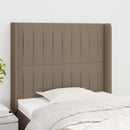 sengegavl med kanter 83x16x118/128 cm stof gråbrun