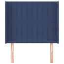sengegavl med kanter 83x16x118/128 cm stof blå