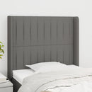 sengegavl med kanter 93x16x118/128 cm stof mørkegrå