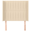 sengegavl med kanter 93x16x118/128 cm stof cremefarvet