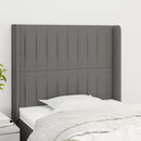 sengegavl med kanter 103x16x118/128 cm stof mørkegrå