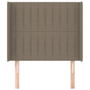 sengegavl med kanter 103x16x118/128 cm stof gråbrun