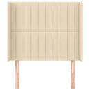 sengegavl med kanter 103x16x118/128 cm stof cremefarvet
