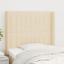 sengegavl med kanter 103x16x118/128 cm stof cremefarvet