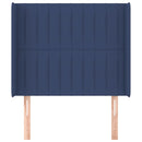 sengegavl med kanter 103x16x118/128 cm stof blå