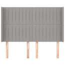 sengegavl med kanter 147x16x118/128 cm stof lysegrå
