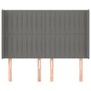 sengegavl med kanter 147x16x118/128 cm stof mørkegrå