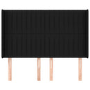 sengegavl med kanter 147x16x118/128 cm stof sort