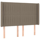 sengegavl med kanter 147x16x118/128 cm stof gråbrun