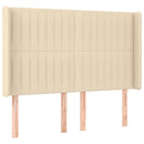 sengegavl med kanter 147x16x118/128 cm stof cremefarvet