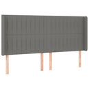 sengegavl med kanter 163x16x118/128 cm stof mørkegrå
