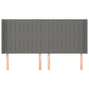 sengegavl med kanter 183x16x118/128 cm stof mørkegrå