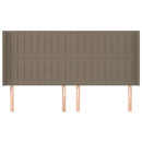 sengegavl med kanter 183x16x118/128 cm stof gråbrun