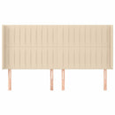 sengegavl med kanter 183x16x118/128 cm stof cremefarvet