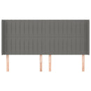sengegavl med kanter 203x16x118/128 cm stof mørkegrå