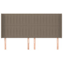 sengegavl med kanter 203x16x118/128 cm stof gråbrun