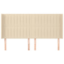 sengegavl med kanter 203x16x118/128 cm stof cremefarvet