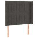 sengegavl med kanter 83x16x118/128 cm fløjl mørkegrå