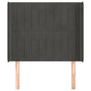 sengegavl med kanter 83x16x118/128 cm fløjl mørkegrå