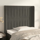 sengegavl med kanter 83x16x118/128 cm fløjl mørkegrå