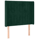 sengegavl med kanter 83x16x118/128 cm fløjl mørkegrøn