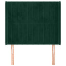 sengegavl med kanter 83x16x118/128 cm fløjl mørkegrøn