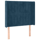 sengegavl med kanter 83x16x118/128 cm fløjl mørkeblå