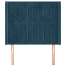 sengegavl med kanter 83x16x118/128 cm fløjl mørkeblå
