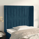 sengegavl med kanter 83x16x118/128 cm fløjl mørkeblå
