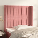 sengegavl med kanter 83x16x118/128 cm fløjl lyserød