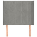 sengegavl med kanter 93x16x118/128 cm fløjl lysegrå