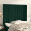 sengegavl med kanter 93x16x118/128 cm fløjl mørkegrøn