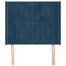sengegavl med kanter 93x16x118/128 cm fløjl mørkeblå