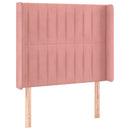 sengegavl med kanter 93x16x118/128 cm fløjl lyserød