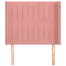 sengegavl med kanter 93x16x118/128 cm fløjl lyserød